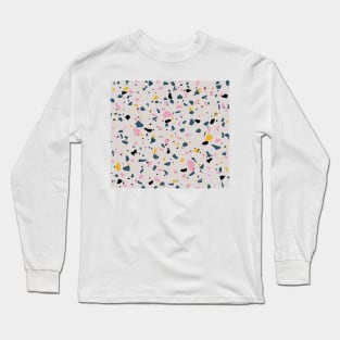 Terrazzo with grey, pink, yellow, and dark blue colours Long Sleeve T-Shirt